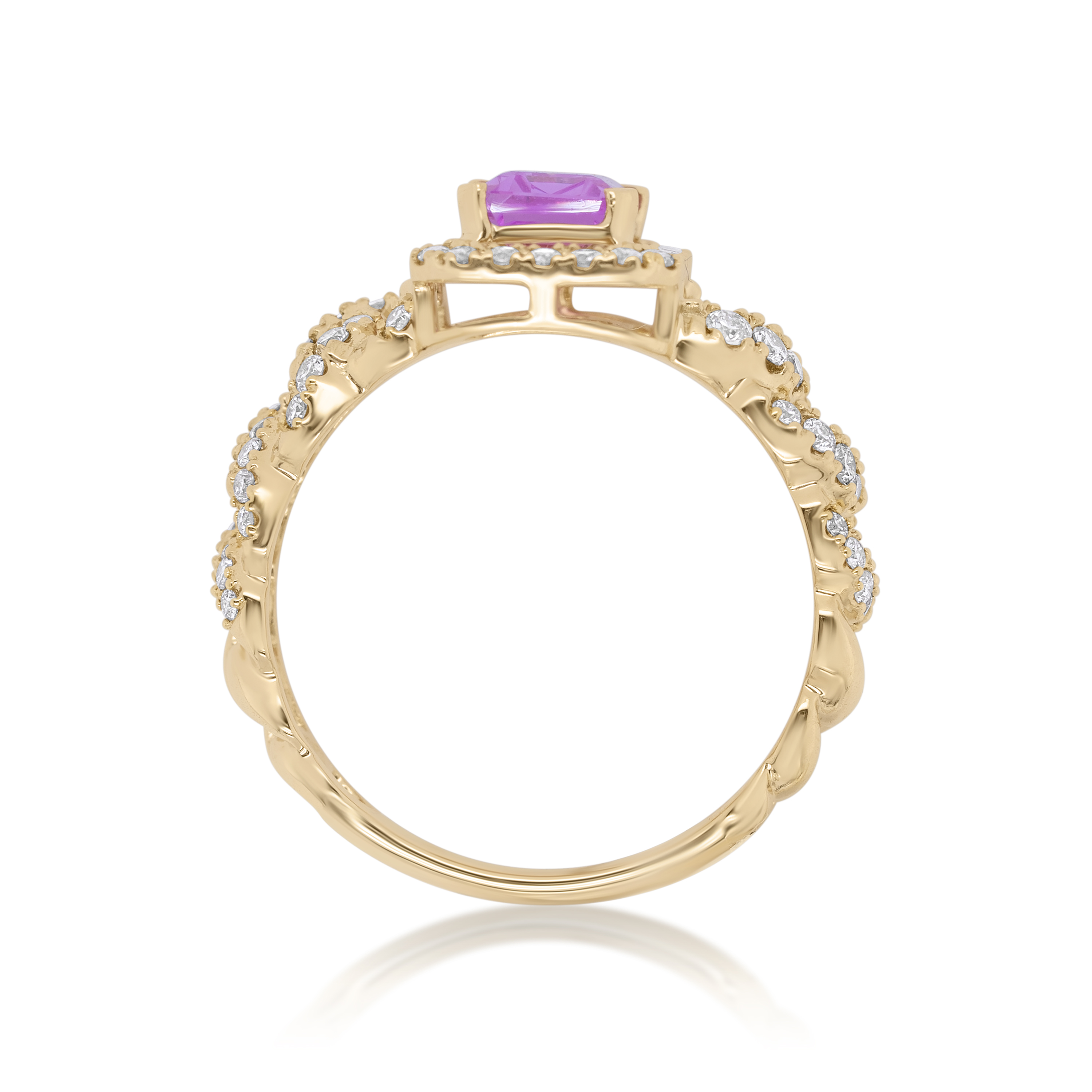 Diamond Ring 0.55 ct. 14K Yellow Gold Pink Center Stone